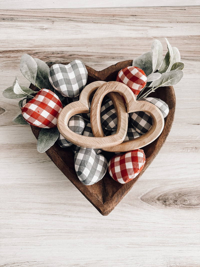 Wooden heart dough bowl for valentines decorations diy 