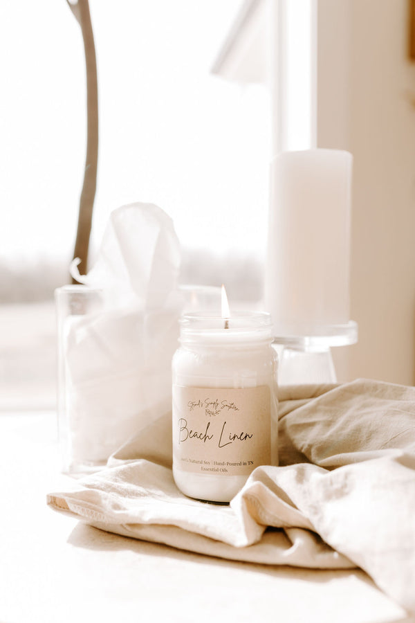 Scented soy candles, room filling scent