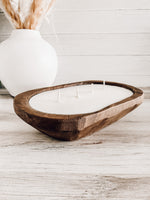 Wooden dough bowl candles 