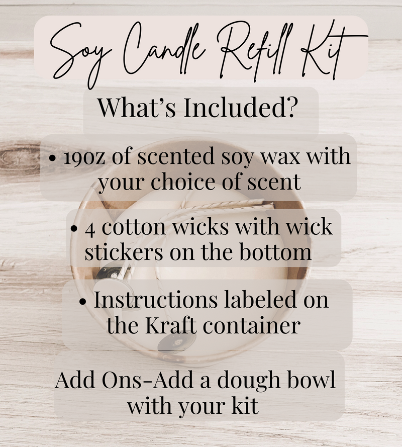 19oz Candle Refill Kit for 4 Wick Dough Bowl Candle