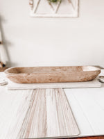 20” Primitive Antique White Large Wooden Dough Bowl Baguette