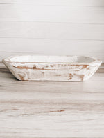 Chippy White Wooden Dough Bowl -Free Shipping