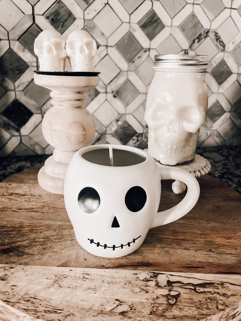 Stoneware Skull Candle-Free Shipping