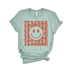 Retro Teacher Smiley Graphic T-Shirt Bella Canvas