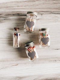 Colored Matches in Mason Jar