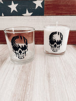 American Flag Skull Whiskey Glass Soy Candle