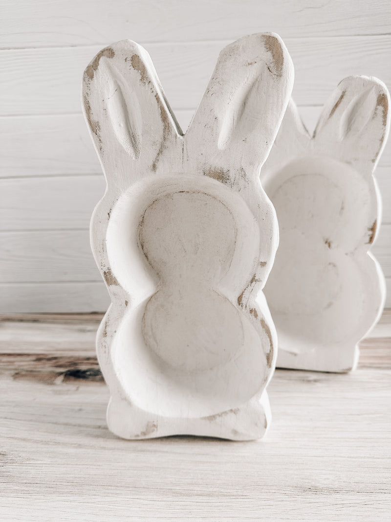 Wood Bunny Dough Bowl, Decorative Bunny