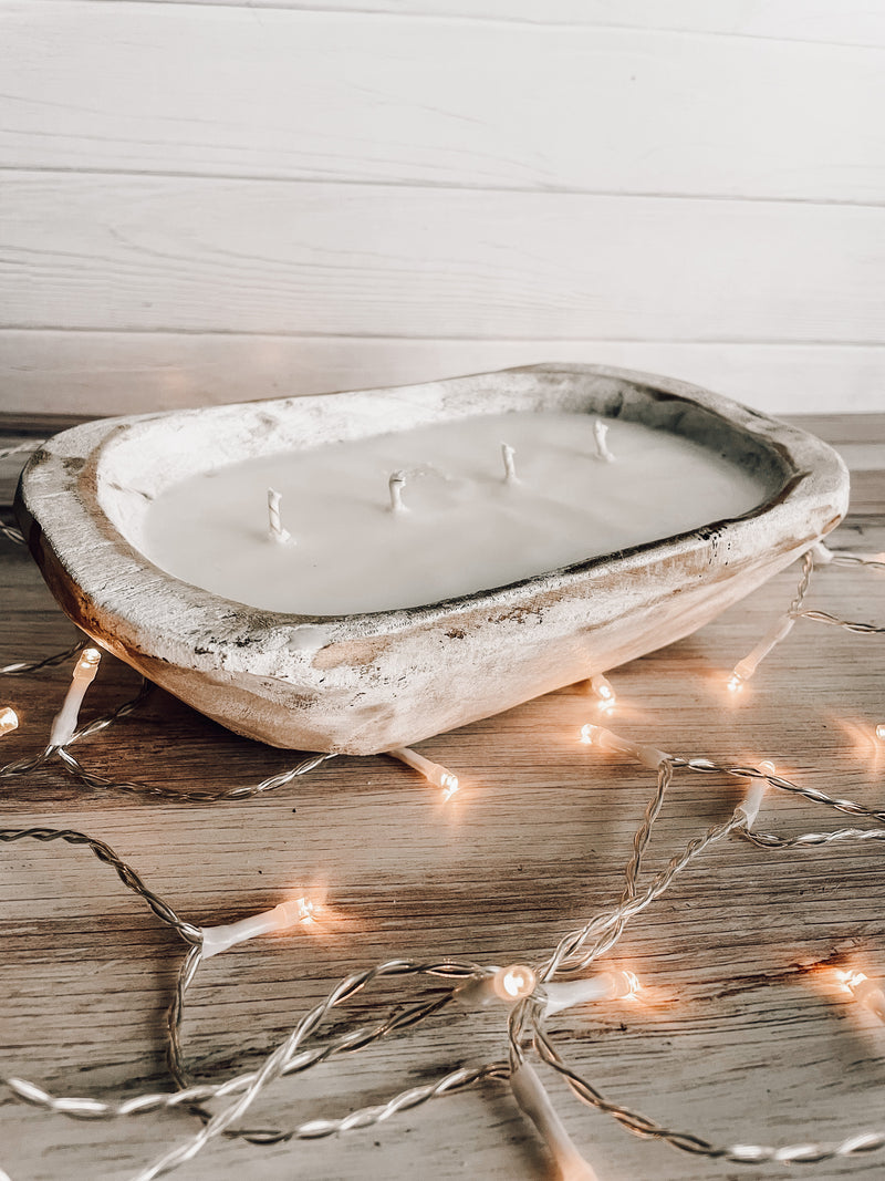 Fall Wooden Dough Bowl Soy Candle