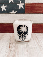 American Flag Skull Whiskey Glass Soy Candle