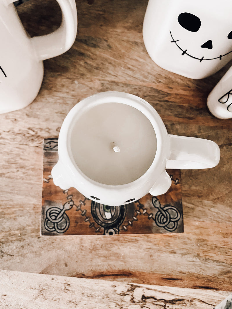 Spooky Cute Ceramic Ghost Halloween Candle