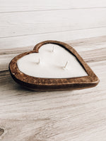 Wood Heart Dough Bowl Candle