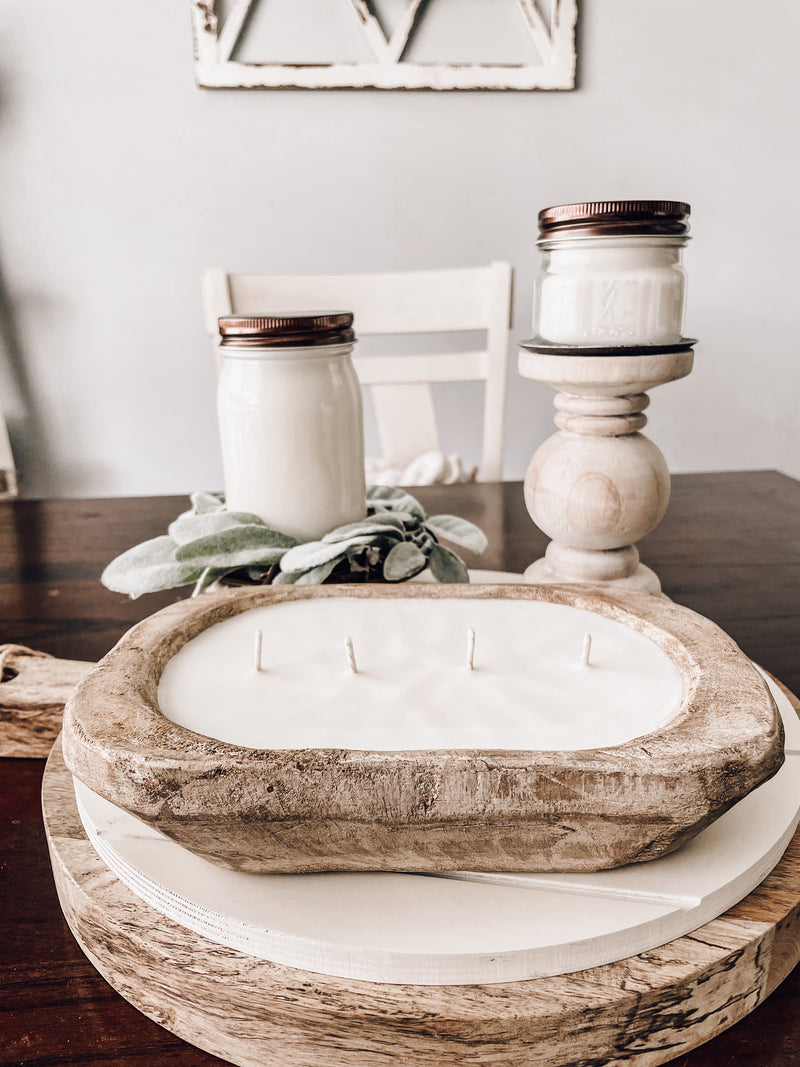 Classic Antique Pine Dough Bowl Soy Candle - stroudsimplysouthernco