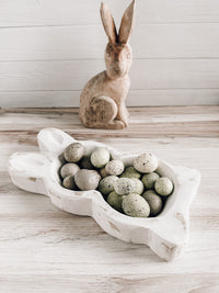 White Wooden Bunny Dough Bowl, Decorative Bunny