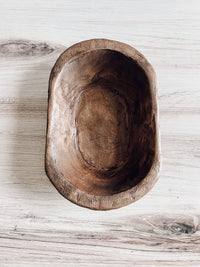 Rustic Brown Wooden Dough Bowl