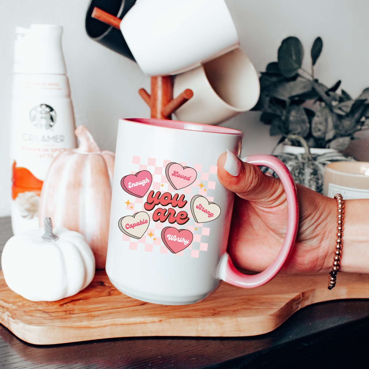 Positive Affirmations Candy Heart Valentine's Coffee Mug, 11oz