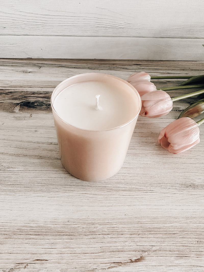 Luxury candles, pink candles with sparkle, jar soy candles