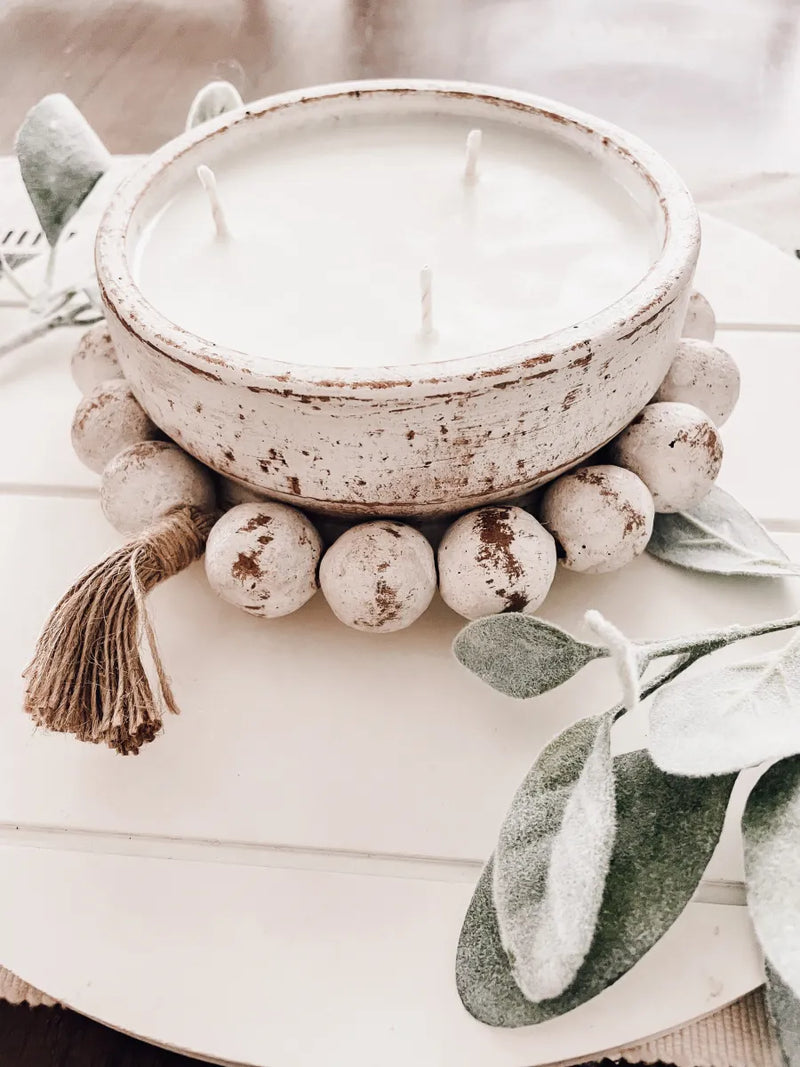 Beaded Dough Bowl Candle - stroudsimplysouthernco