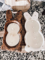 Bunny Dough Bowl Soy Candle in Chippy White & Rustic Brown - stroudsimplysouthernco