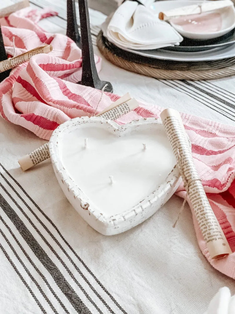 Chippy White Heart Dough Bowl Candle - stroudsimplysouthernco